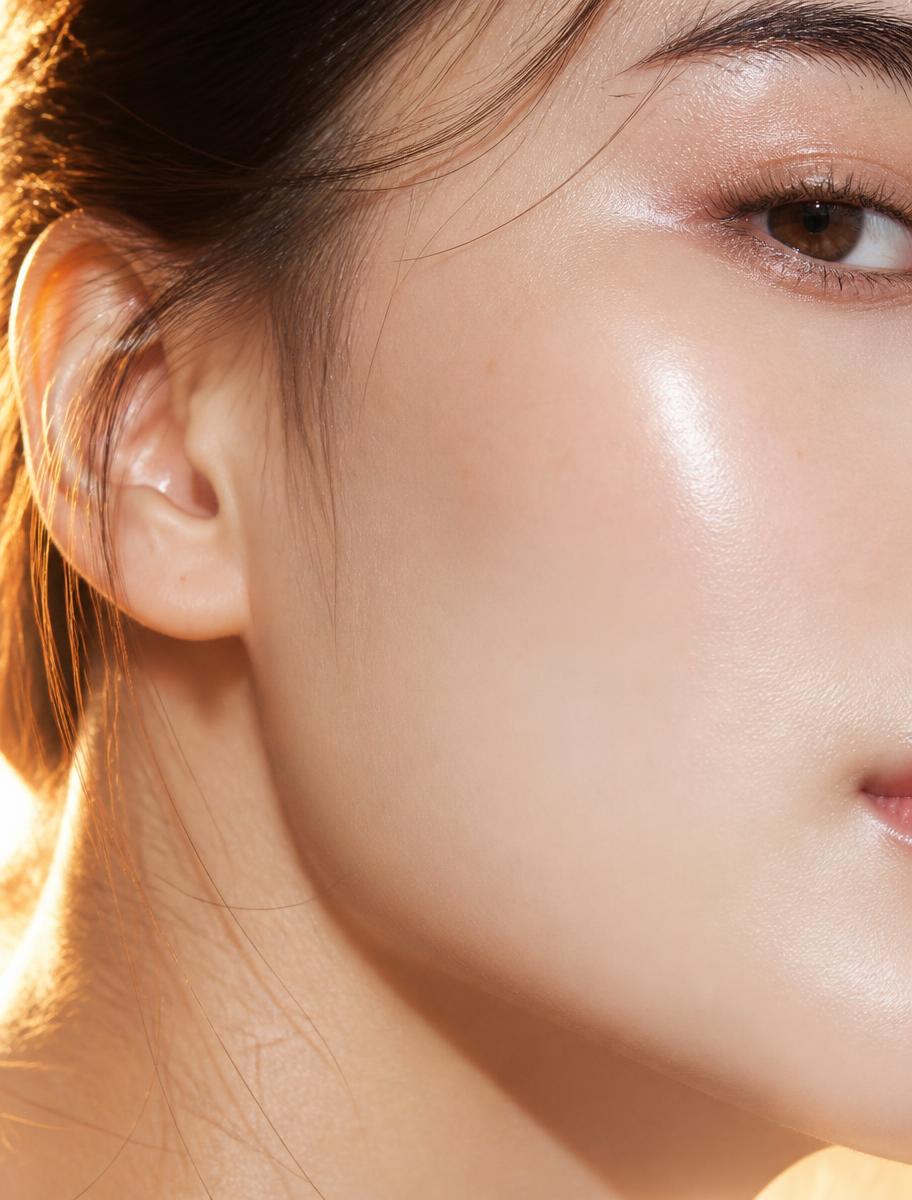 Close-up of luminous, refined skin after treatment
